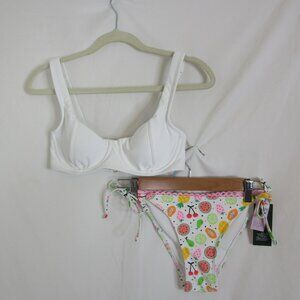 wild fable and Kona Sol 2 Piece Bikini White and Fruit Size Small/XS NWT